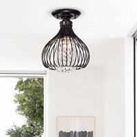 Edvivi 1-Light Crystal Chandelier Semi Flush Mount Ceiling Light Fixtures Modern Pendant Lamp For Hallway Bar Kitchen Dining Room Kids Room Bedroom, Antique Bronze Finish