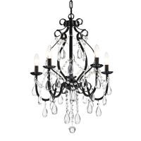 Edvivi Luxury Amorette Crystal Chandelier 5 Lights Glam Lighting Fixture, Black Finish, Teardrop Crystals, Adjustable Hanging Ceiling Light, Foyer, Dining Room, Living, Bedroom