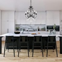 Edvivi Luxury Amorette Crystal Chandelier 5 Lights Glam Lighting Fixture, Black Finish, Teardrop Crystals, Adjustable Hanging Ceiling Light, Foyer, Dining Room, Living, Bedroom