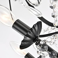 Edvivi Luxury Amorette Crystal Chandelier 5 Lights Glam Lighting Fixture, Black Finish, Teardrop Crystals, Adjustable Hanging Ceiling Light, Foyer, Dining Room, Living, Bedroom