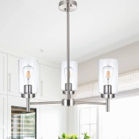 Vinluz 3 Lights Modern Chandeliers Metal Light Fixtures Ceiling Brushed Nickel Industrial Pendant Lighting For Dinging Room Livi