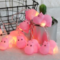 4.9 Ft 10 Lights Battery Pet Led Decorative Hippo Indoor Outdoor Decor String Light, Baby Room Decoration, Child Room Decoration, Cute Gifts Party Bedroom Garden Decorations Ornaments Supplies