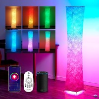 Chiphy Floor Lamp 61 Tall Lamps 7 Colors Changing And Dimmable Rgb Led Bulbs Remote Control And White Fabric Shade Cool Fo