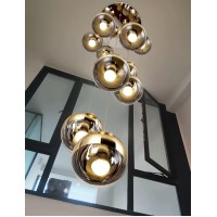 Modern Staircase Chandelier 10 Glass Balls Creative Personality Living Room Light Fixture Minimalist Long Pendant Light, 40X200Cm (Color : Gold)