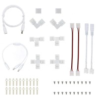 2 Pin 10Mm Led Connector Kit For Single Color 5050 Led Strip Lights Connector Free Welding To Controller (10Mm Single Color)