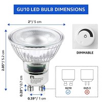 Mastery Mart Gu10 Led Light Bulbs, Dimmable 5000K Daylight White 5.5W (50 Watt Equivalent), Full Glass Cover Reflector, 25000 Hours, Ul Listed, Energy Star Certified (Pack Of 10)