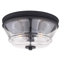 Vaxcel Toledo 13-In W Black Industrial Flush Mount Ceiling Light Fixture Clear Glass