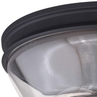 Vaxcel Toledo 13-In W Black Industrial Flush Mount Ceiling Light Fixture Clear Glass