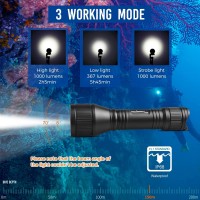 Orcatorch D550 Dive Light 1000 Lumens Scuba Diving Flashlight 3 Modes Ip68 Waterproof Underwater Lights Night Dive Submarine Torch With Wrist Mount For Outdoor Exploration Under Water Sports