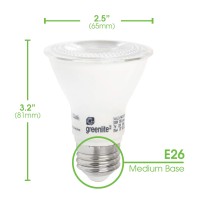 Greenlite Led Par20 Dimmable Flood Light Bulb, 7W (50W Equivalent), 500 Lumens, 2700K Soft White, 40 Wide Flood Beam Angle, Indoor, 120V, Energy Star Certified, (Pack Of 6)