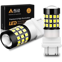 Alla Lighting T25 3157 3156 Led Strobe Brake, Back-Up Reverse Light Bulbs, 6000K Xenon White Super Bright 2835 39-Smd High Power 3056 3156 4057 3457 3057 3157 Flashing Lamps