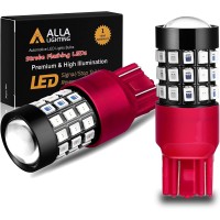 Alla Lighting Upgraded T20 7440 7443 Led Strobe Brake Lights Bulbs, Red Flashing Stop Lamps, W21W 7440Ll 7443Ll Strobe Led Taillights Replacement For Cars, Trucks, Suvs, Vans