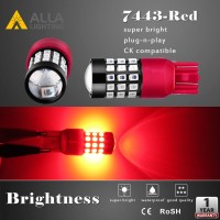 Alla Lighting Upgraded T20 7440 7443 Led Strobe Brake Lights Bulbs, Red Flashing Stop Lamps, W21W 7440Ll 7443Ll Strobe Led Taillights Replacement For Cars, Trucks, Suvs, Vans