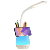 Donewin Led Desk Lamp With Usb Charging Portpen Holder Study Light With Clock Kawaii Desk Accessories Study Lamp For Kidsgi