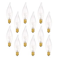 Holiday Joy - Ul Listed Crystal Clear Bent Tip Candelabra Replacement Bulbs - Great For Electric Window Candle Lamps - 7W - 120 Volts - E12-12 Pack