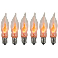 Holiday Joy - Flicker Flame Crystal Clear Flame Tip Candelabra Replacement Bulbs - Great For Electric Window Candle Lamps - Ca5 - E12-1 Watt - 120 Volts (6 Pack)