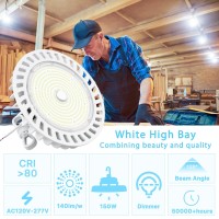 Hyperlite High Bay Led Lights 150W 21 000Lm 140Lmw 4000K Cri80 110V Dimmable 5 Cable With 110V Plug Hanging Hook Safe Rope