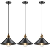 Licperron Industrial Pendant Light E26 E27 Base, Vintage Retro Pendant Light Fixtures Home Kitchen Lighting Ul Approval, Bar Lights Hanging, 3 Pack