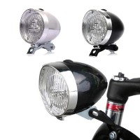 Goodkssop Bright 3 Led Classical Cool Cycling Bicycle Headlight Retro Front Vintage Bike Light Night Riding Safety Fog Head Lamp Headlamp Accessories With Bracket (Silver)