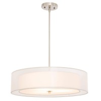 Vonluce 3Light Drum Chandeliers 20 Pendant Light Fixture With 2Layer Fabric Shade E26 Bases Adjustable Swivel Joint Hangin