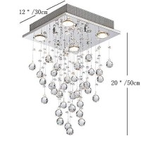 Bestier Modern Crystal Square Raindrop Chandelier Lighting Flush Mount Led Ceiling Light Fixture Pendant Lamp For Dining Room Bathroom Bedroom Livingroom 4 Gu10 Bulbs Required 12 In Wide 20 Inch High