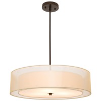 Vonluce 3Light Drum Chandeliers 20 Pendant Light Fixture With 2Layer Fabric Shade E26 Bases Adjustable Swivel Joint Hangin