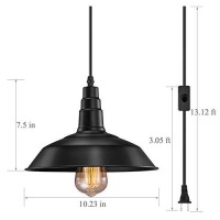 Fadimikoo Plug In Pendant Light, Industrial Hanging Lights With Plug In Cord, Vintage Metal Black Hanging Light Fixtures With 13.12Ft Cord On/Off Switch 2 Pack, Ul Certified