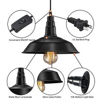 Fadimikoo Plug In Pendant Light, Industrial Hanging Lights With Plug In Cord, Vintage Metal Black Hanging Light Fixtures With 13.12Ft Cord On/Off Switch 2 Pack, Ul Certified