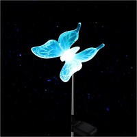 Qidea Outdoor Solar Garden Stake Light - Color Changing Decorative Led Stake Lamp In-Ground Landscaping Lighting For Garden Patio Yard Lawn Pathway Flower Bed Decor Decorations Figurine Butterfly