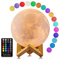 Moon Lamp, Logrotate 16 Colors Led Night Light 3D Printing Moon Light With Stand & Remote/Touch Control And Usb Rechargeable, Moon Light Lamps For Kids Friends Lover Birthday Gift (Diameter 4.8 Inch)