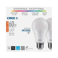 Cree Lighting Exceptional Series A19 Bulb, 2700K Dimmable Led Bulb, 60W + 815 Lumens, Soft White, 2 Pack