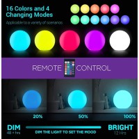 Loftek Led Large Dimmable Light Ball: 20-Inch Rgb 16 Color Changing Glow Ball With Remote Control, Waterproof Floating Pool Lights, Rechargeable For Nursery, Pool, Garden Decor