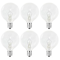 25 Watt Wax Warmer Bulbs,E12 Base Type G Light Bulbs For Full Size Scentsy Warmer,120V G16 1/2 Clear Light Bulbs For Candle Lamp,Dimmable,2700K Warm White,6 Pack