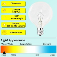 25 Watt Wax Warmer Bulbs,E12 Base Type G Light Bulbs For Full Size Scentsy Warmer,120V G16 1/2 Clear Light Bulbs For Candle Lamp,Dimmable,2700K Warm White,6 Pack