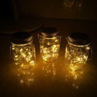 Aikeve Solar Mason Jar Lights,4 Pack 30 Led Starry Fairy String Hanging Jar Lights,Solar Lanterns For Outdoor Patio Party Garden Wedding Christmas Decorations Lights(Mason Jars/Handles Included)