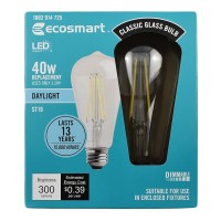 Ecosmart 40-Watt Equivalent St19 Antique Edison Dimmable Clear Glass Filament Vintage Style Led Light Bulb Daylight (2-Pack)