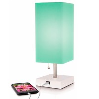 Modern Teal Aqua Small Table Lamp W Usb Quick Charging Port, Great For Led Bedside, Desk, Bedroom, And Nightstand Lamps Or Other Table Lights By Missionmax ['120Cm (47.2 Inch ) X 2']