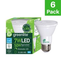 Greenlite Led Par20 Dimmable Flood Light Bulb 7W 50W Equivalent 500 Lumens 5000K Daylight 40 Wide Flood Beam Angle Indoor