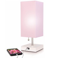 Missionmax Modern Pink Small Table Lamp W Usb Quick Charging Port, Great For Led Bedside, Desk, Bedroom, And Nightstand Lamps Or Other Table Lights, 14 Inch