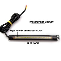 This auction features on one pair of dual color white and amber color LED strips for most motorcycle Each individual strip powered by 36 SMD super bright high power 3014 LED chips w 120 degree viewing angle for white and amber color White light is for DRL