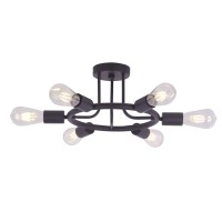 Bonlicht Modern Sputnik Chandelier Lighting 6 Lights Chandelier Oil-Rubbed Bronze Semi Flush Mount Ceiling Light Rustic Starburst Style Ceiling Lamp For Kitchen Dining Room Foyer Hallway