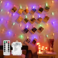 Magnoloran 20 Led Photo Clip String Lights With Remote Battery Operated Fairy Clip Twinkle Lights For Home Halloween Thanksgivin