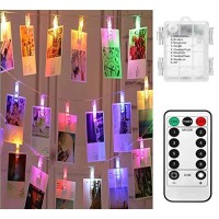 Magnoloran 20 Led Photo Clip String Lights With Remote Battery Operated Fairy Clip Twinkle Lights For Home Halloween Thanksgivin