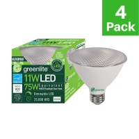 Greenlite Led Par30 Short Neck Dimmable Flood Light Bulb, 11W (75W Equivalent), 900 Lumens, 2700K Bright White, 120V, Indoor/Outdoor, Energy Star Certified, Ul Listed (6 Pack)