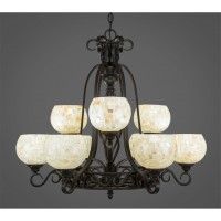 Elegant 9 Light Chandelier Shown In Dark Granite Finish With 6