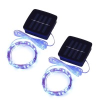 Magicnight Solar Mini Teeny Tiny Lights Starry String Light For Garden Fairy Tree Railing Arbor Fence 16 Feet 50Leds 2 Pack Blue