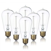 Jslinter 6-Pack Edison Light Bulb, Warm White 2200K Old Fashioned Incandescent Light, 60 Watt Dimmable St58 Antique Vintage Style Light, Clear Glass E26 Base(60W/110V)