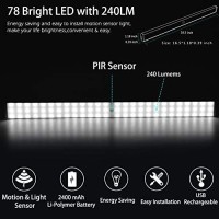 Lightbiz 78 Led Closet Light, Newest Rechargeable Motion Sensor Closet Light Wireless Under Cabinet Light With 2400Mah Battery For Wardrobe,Kitchen