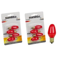 Sunlite 7C7/R/Cd4 Incandescent 7-Watt, Candelabra Based, C7 Night Light Colored Bulb, Red, 4 Pack (Ceramic - Red 2 Pack)