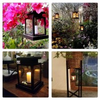 Solar Lantern Lights Hanging Lamp Outdoor Night Light Waterproof Warm Light Flicker Auto Sensor On Off Umbrella Lantern Candle Lights (1 Pack)